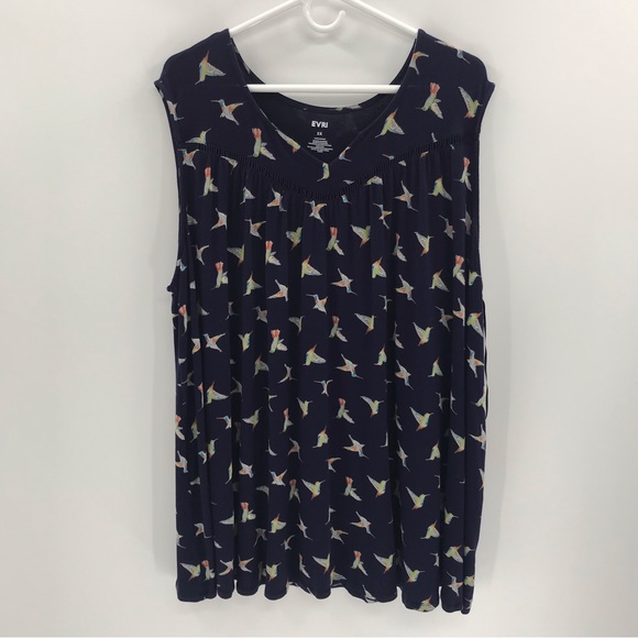 EVRI Tops - EVRI Allover Hummingbird 3X Tank Top Blouse Shirt Plus Size